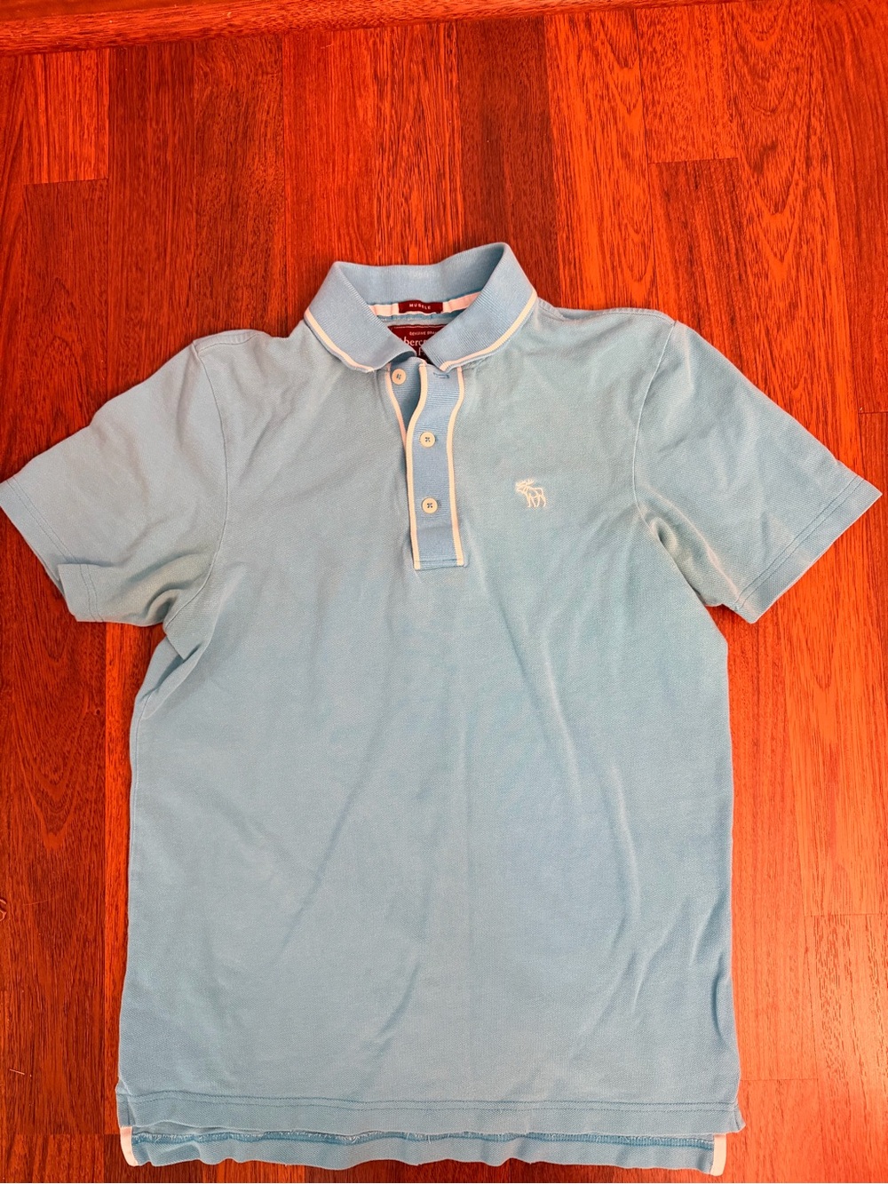 Light Blue Abercrombie & Fitch Polo Shirt with Contrast Trim - Men's Casual Polo